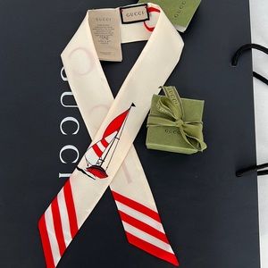 Gucci Nautical Cream and Red Scarf